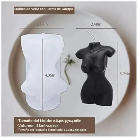 Vista 2 de Moldes de vela en forma de cuerpo para hacer velas de DIY, molde de silicona 3D LPCMBS161 0