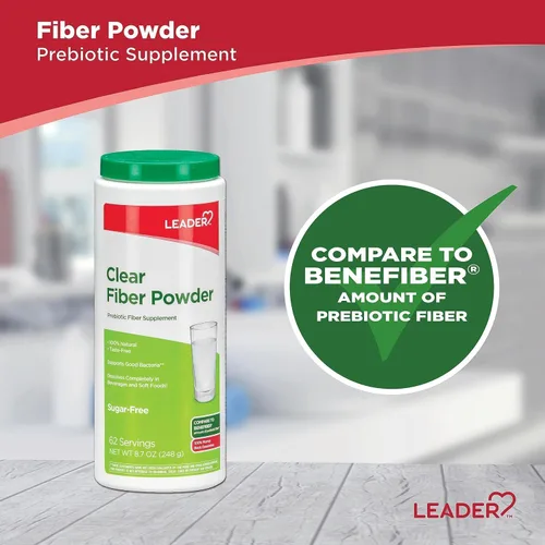 Vista 3 de Leader Suplemento de fibra prebiótica en polvo para la salud digestiva, polvo de fibra diaria 100% natural, sin azúcar, sin sabor, sin gluten, sin