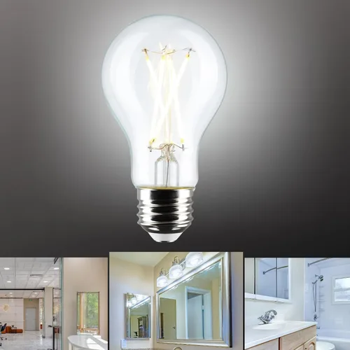 Vista 7 de Satco S12465 8A19/CL/LED/E26/950/4PK/120V, 8 Watt A19 LED; Clear; 5000K; Medium Base; 120 Volt; for use at Residential, Hospitality, Retail