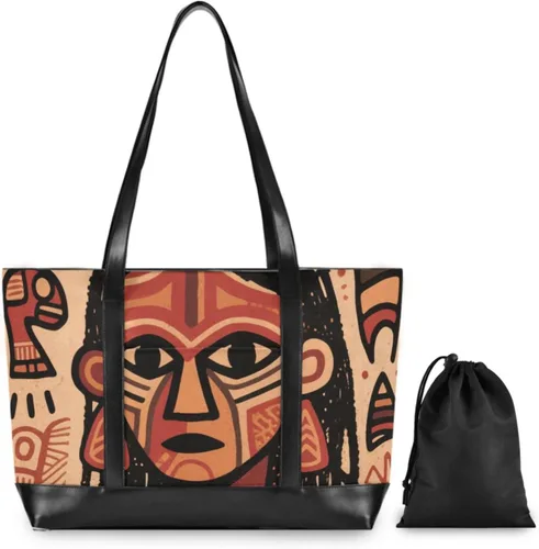 Vista 2 de KLL Egyptian Ethnic Style Woman Brown simple bag for women travel with zipper laptop travel bag for work with tablet maletin ejecutivo para mujer
