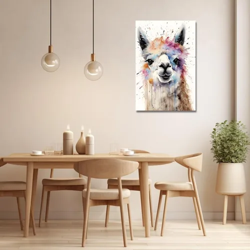 Vista 3 de LZIMU Lienzo de alpaca en acuarela, divertido póster de alpaca, impresiones de lindos animales, obras de arte coloridas para guardería, decoración