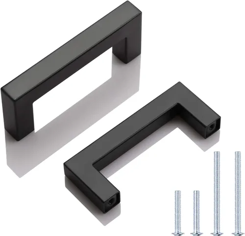 Vista 29 de Juego de manijas de puerta de acero inoxidable de 1/2 de ancho, esquinas cuadradas, para armario de cocina