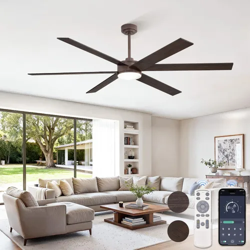Vista 16 de Fanbulous Ventiladores de techo de 56 pulgadas con luces y control remoto, 6 aspas reversibles, regulables, 3000K-6000K ajustables, ventiladores