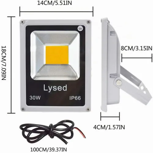 Vista 2 de Luz de inundación de 12 voltios, luces de pesca con arco de 30 W, luces de inundación de bajo voltaje, para exteriores, IP66 impermeable