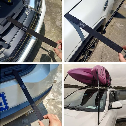 Vista 2 de Quick Loops - Correas de anclaje de amarre rápidas para kayak y canoa para capotas y baúles de coche