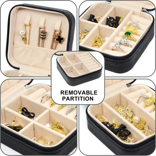 Vista 6 de KEINE MARKE Joyero pequeño, estuche portátil de viaje para anillos, colgantes, aretes, collares, organizador de pulseras, cajas de almacenamiento