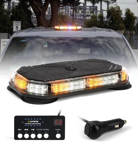 Vista 10 de Xprite Barra de Luz Estroboscópica de Emergencia Ámbar para Techo, Luces Intermitentes de Seguridad Beacon de Advertencia con Panel de Control Base