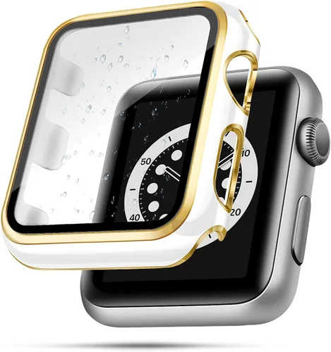 Vista 17 de top4cus Carcasa de 38mm compatible con Apple Watch, con protector de pantalla de vidrio templado incorporado, cubierta de PC para iWatch Series