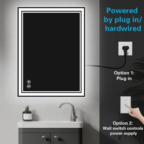Vista 6 de Espejo de baño de 24 x 32 pulgadas con luces LED, sin niebla