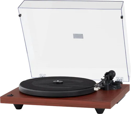 Vista 3 de Crosley C6B-MA tocadiscos Bluetooth con accionamiento por correa con brazo de tono ajustable, caoba