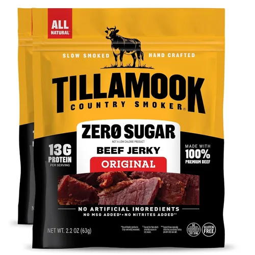 Vista 10 de Tillamook Country Smoker Cecina de res apta para dieta cetogénica sin azúcar, original, 2.2 onzas