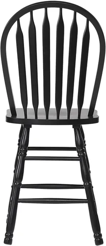 Vista 4 de Sunset Trading Selections Arrowback Taburete de bar de 24 pulgadas Taburete de madera maciza negra envejecida Juego de 2 asientos de isla