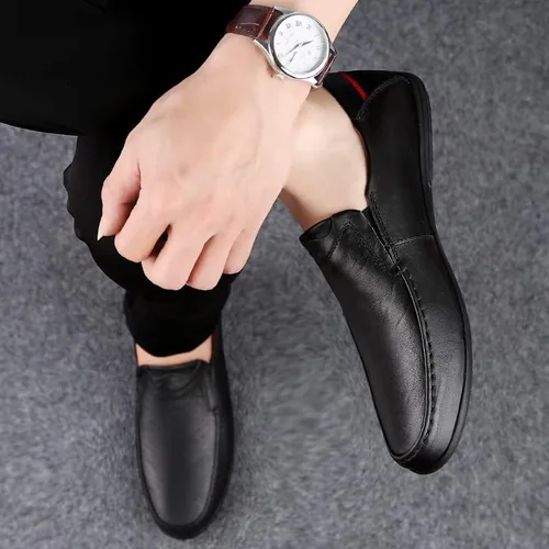 Vista 6 de LUODENGLANG Mocasines de cuero genuino de alta calidad para hombre zapatos casuales sin cordones mocasines para conducir mocasines ligeros