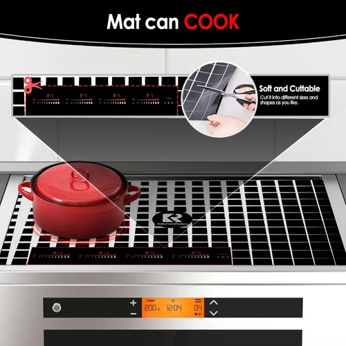 Vista 2 de KITCHENRAKU KR - Tapete protector de placa de inducción grande de 20.4 x 30.7 pulgadas, cubiertas magnéticas para estufas eléctricas, cubierta