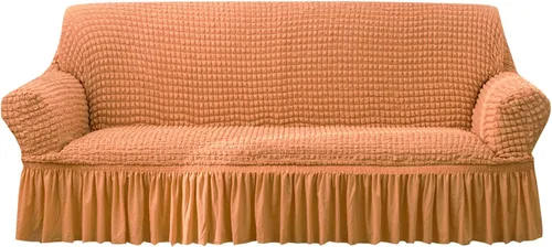 Vista 33 de Qubjus Funda Elástica para Sofá Fundas para Sofá Lavables Funda para Sofá Sillón Cama Protector de Muebles de Fácil Ajuste con Parte Inferior Beige