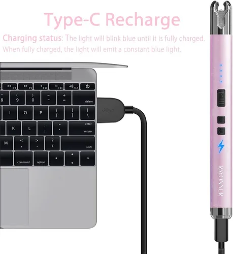 Vista 4 de RAYONNER Encendedor eléctrico de velas con linterna, USB C recargable, de arco de plasma, resistente al viento, para velas profundas, estufa de gas
