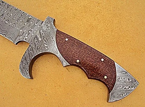 Vista 4 de SW-02 Espada hecha a mano de acero de Damasco de 23 pulgadas - Hermoso mango de micarta marrón yute
