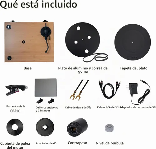 Vista 8 de Fluance RT82 - Tocadiscos de vinilo de alta fidelidad de referencia con cartucho Ortofon OM10, motor de control de velocidad, zócalo de madera MDF