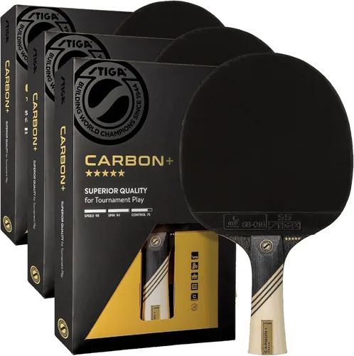 Vista 7 de STIGA Carbon+ Bundle - Juego de paletas de ping pong, hoja de fibra de carbono extra ligera de 7 capas, esponja premium de 0.079 pulgadas, mango