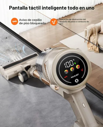 Vista 6 de Aspiradora inalámbrica, aspiradora de 80 minutos/50 kpa/600 W para el hogar, aspiradoras de pie con pantalla táctil, faros LED, antienredos