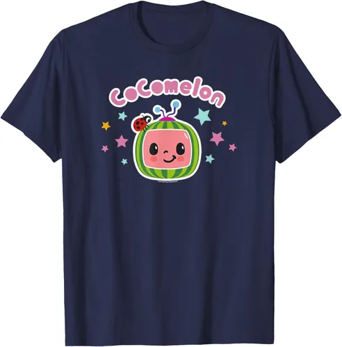 Vista 6 de CoComelon Camiseta clásica con logotipo de cara sonriente centrada, Negro