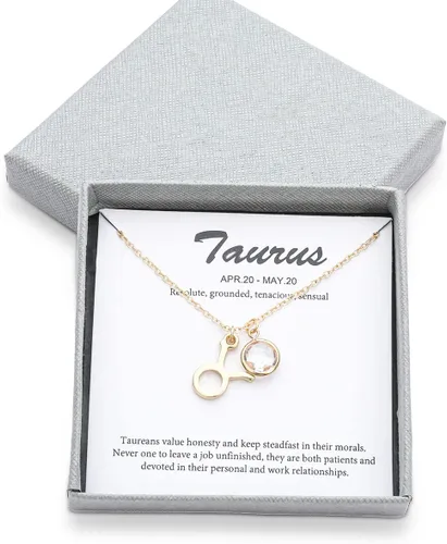Vista 7 de TGOLM 14k Gold Plated Zodiac Birthstone Pendant Necklace, Horoscope Sign Charm Necklace for Women Girls' Birthday Gift