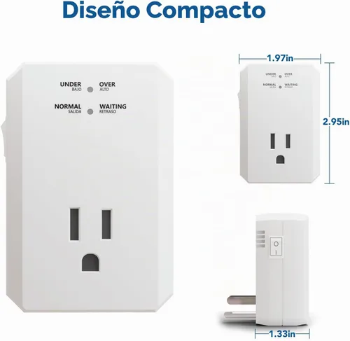 Vista 4 de BSEED Protector contra sobretensiones de una sola toma, Protector contra sobretensiones de pared pequeño con indicadores luminosos de protección a