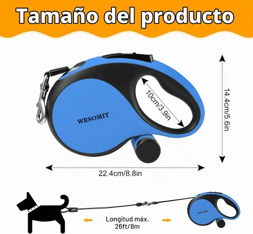 Vista 5 de Correa retráctil para perros de 26 pies con cable a prueba