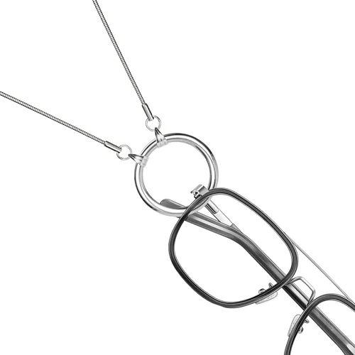 Vista 2 de JOJOPANDA Collar para gafas soporte para lentes anillo de cadena correa de gafas de sol lazo de pulido de acero inoxidable