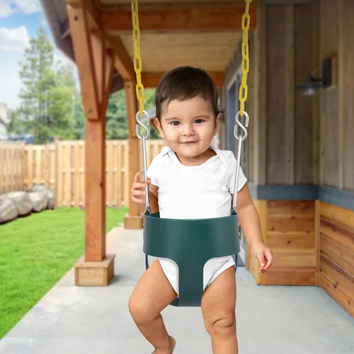 Vista 6 de Sorbus Cuna para bebé - Columpio para niños pequeños con respaldo alto, columpio tipo cubeta para bebés y niños pequeños, con cadenas recubiertas