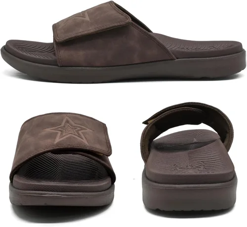 Vista 6 de KuaiLu Sandalias deportivas para hombre con cojín suave y soporte de arco para fascitis plantar, puntera abierta, ajustables, para interiores