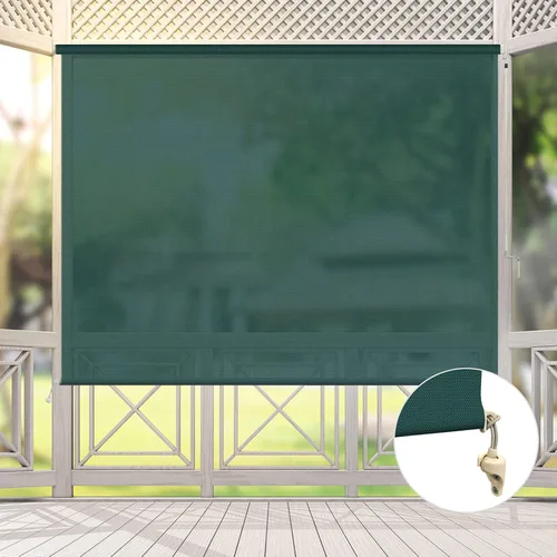 Vista 8 de Persianas opacas personalizadas para exteriores, beige, impermeables, resistentes al viento, protección UV premium, pantalla de privacidad para Tela