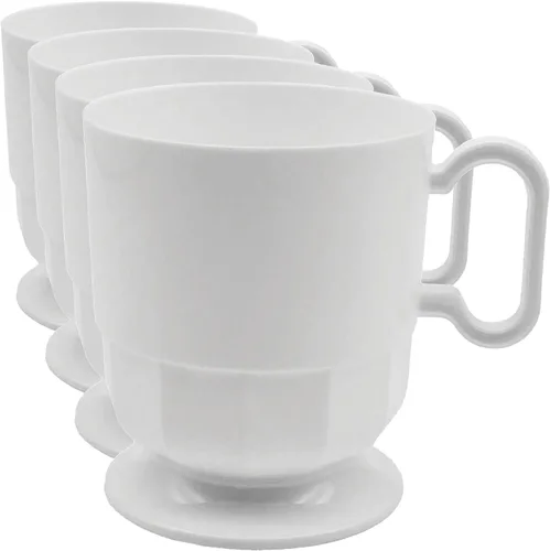 Vista 11 de Party Essentials Tazas de té de plástico duro de 8 onzas con asas, 40 unidades, color negro de lujo Negro Deluxe