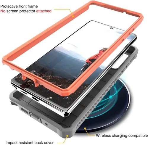 Vista 4 de ArmadilloTek Vanguard - Funda diseñada para Samsung Galaxy Note 20 5G (versión 2020) de grado militar, cuerpo completo, resistente, con soporte
