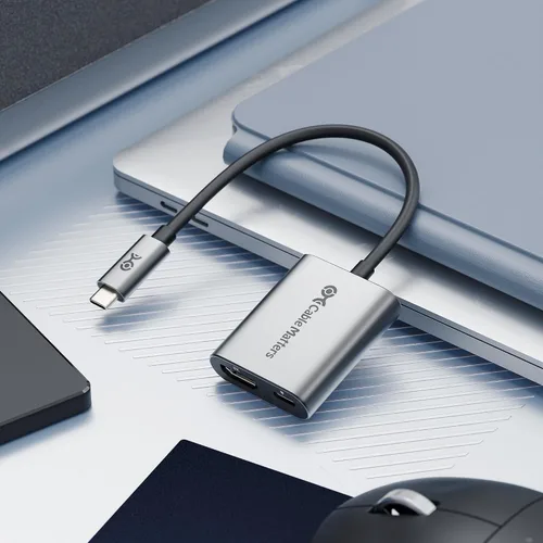 Vista 9 de Cable Matters - Adaptador USB C a HDMI 2.1 de 48 Gbps con carga de 100 W 4K @240Hz / 8K @60Hz HDR, Max 4K @60Hz en macOS, compatible