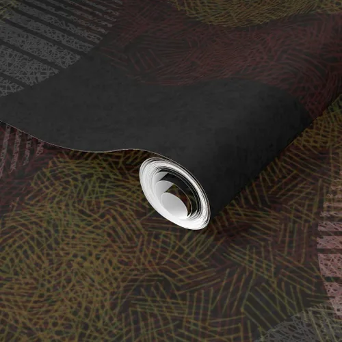 Vista 2 de Spoonflower Abstract Circles Pre-Pasted Removable Wallpaper Sample 12" x 24" Dark Red Planets Water-activated, simple to install and removable