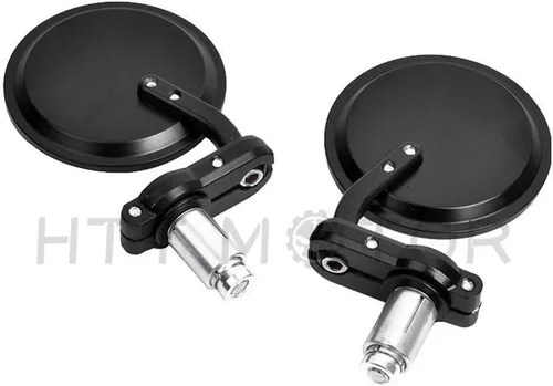 Vista 3 de Nuevos espejos redondos de 1 pulgada para extremo de barra para Kawasaki Suzuki Ducati, color negro