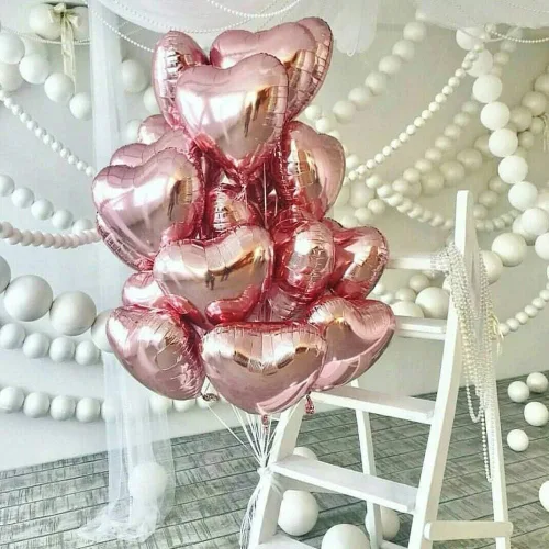 Vista 7 de 25 globos de Mylar en forma de corazón rosa de 18 pulgadas para decoraciones de fiesta de cumpleaños, decoración de boda, fiesta de compromiso