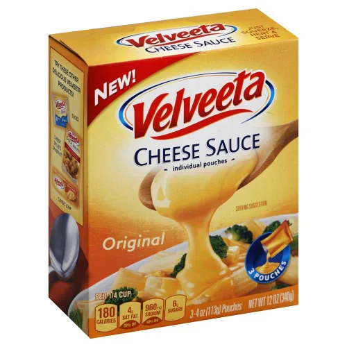 Vista 3 de Velveeta Bolsa de salsa de queso procesado original, 12 onzas, 8 por caja.