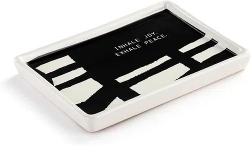 Vista 2 de Demdaco + ArtLifting Original Art Bold - Mini bandeja de gres en blanco y negro