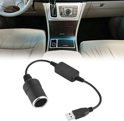 Vista 4 de Adaptador de enchufe USB A macho a encendedor de cigarrillos de 12 V para cámara de salpicadero, GPS, tiras de luz LED para automóvil y otros