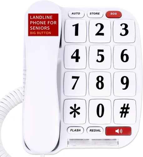 Vista 11 de Uvital Teléfono de botón grande para personas mayores, teléfonos fijos con cable para personas mayores con 8 botones grandes de marcación de un solo