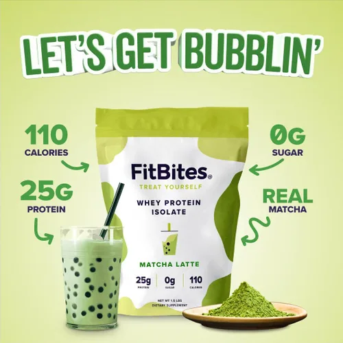 Vista 2 de Proteína en polvo de aislado de suero 100% (Matcha Latte), 5.9g de BCAA, sin gluten, sin azúcar, de rápida absorción y fácil digestión