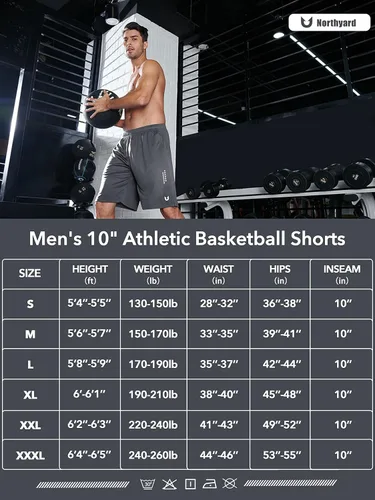Vista 6 de NORTHYARD Pantalones cortos deportivos de baloncesto para hombre, de 5, 7, 10 pulgadas, para entrenamiento, gimnasio, secado rápido, pantalones