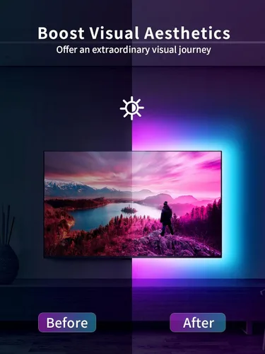 Vista 4 de KANTUTOE Retroiluminación LED para TV, luces LED de 9.84 pies para TV de 32 a 43 pulgadas, luces de TV RGB detrás con sincronización de música