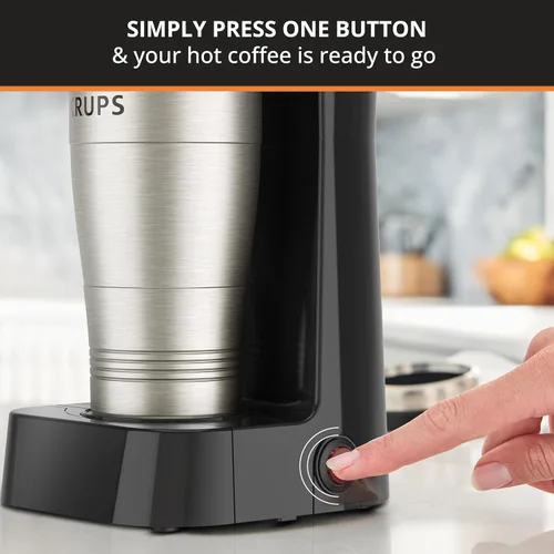 Vista 5 de KRUPS: Simply Brew - Cafetera de 2 tazas, cafetera de goteo de una sola porción de acero inoxidable y vaso de viaje, vaso de acero inoxidable de 14