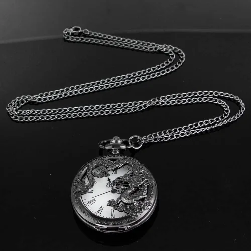 Vista 4 de Alwesam Engraved Pattern Design Quartz Pocket Watch RomanArabic Numerals for Birthdays Xmas Best Gifts