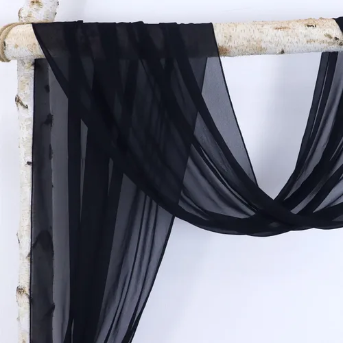 Vista 4 de Tela de Cortinaje para Arco de Boda 1 Panel 20 Pies Tela Transparente Negra Cortinas Transparentes para Boda Cortinaje de Cenador de Gasa Cortinas