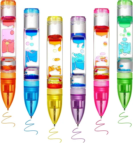 Vista 7 de Equsion 3 bolígrafos con burbujas de movimiento líquido, con temporizador colorido, para concentración, estrés, alivio de la ansiedad, juguetes