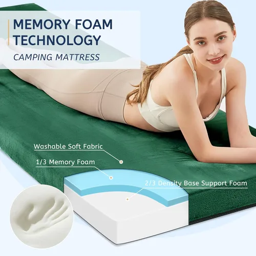 Vista 2 de HomeMate CertiPUR-US Memory Foam Camping Mattress Pad Portable Roll Up Mattress for Adults Sleeping Mat Cot Mattress Pad